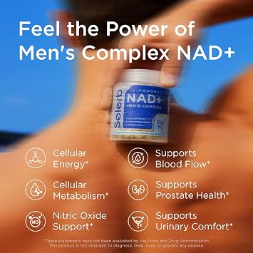 NAD Supplement for Men Liposomal NAD+ NMN Alternative Nitric Oxide Prostate Health Supplements with Resveratrol, CoQ10, L Citrulline and Lycopene for Anti-Aging & Cellular Energy Support 60 Capsules