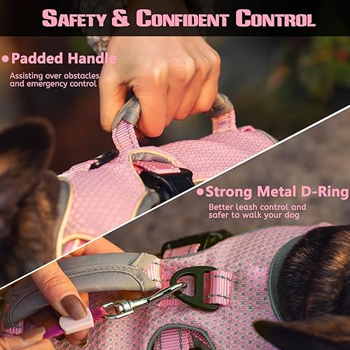 Miniatura 4 de Arnés para perro sin escape, arnés a prueba de escapes, chaleco totalmente reflectante con mango acolchado, transpirable, duradero, chaleco