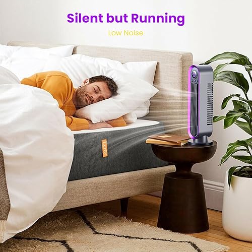 Miniatura 7 de Misby Ventilador de escritorio, ventilador de mesa pequeño sin aspas de 13 pulgadas para ahorrar espacio, ventilador de oficina silencioso