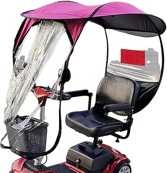 Mobility Scooter Canopy Rain Cover Electric Scooter Umbrella Waterproof Accessories Foldable for Outside Storage Heavy Duty Motorcycle Covers Pink