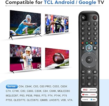 TCL Smart TV Remote Control Voice Remote Control for TCL Android/Google TV