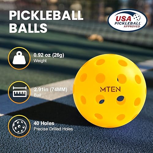 Miniatura 2 de Pelotas de pickleball para exteriores, aprobadas por USAPA, paquete de 12 bolas de pickleball de 40 agujeros para exteriores, alto rebote verdadero