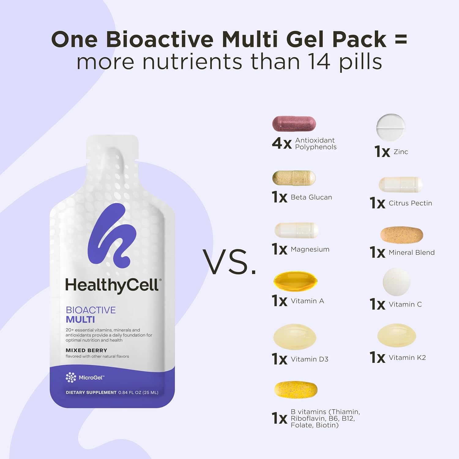 Healthycell Bioactive Daily Liquid Multivitamin for Men & Women – 20+ Essential Vitamins, Minerals & Antioxidants for Brain, Heart, Immunity, Energy, Skin & Hair Support - 30 Gel Packs