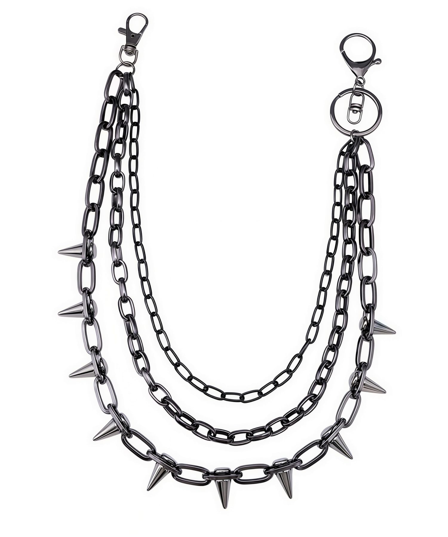 Punk Spike Pants Chain Layered Gothic Wallet Chain Keychain for Men Women