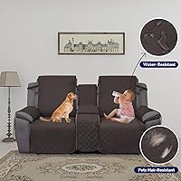 Vista 3 de PureFit Funda reversible resistente al agua para sofá reclinable doble con consola, funda de sofá dividida antideslizante, funda reclinable lavable