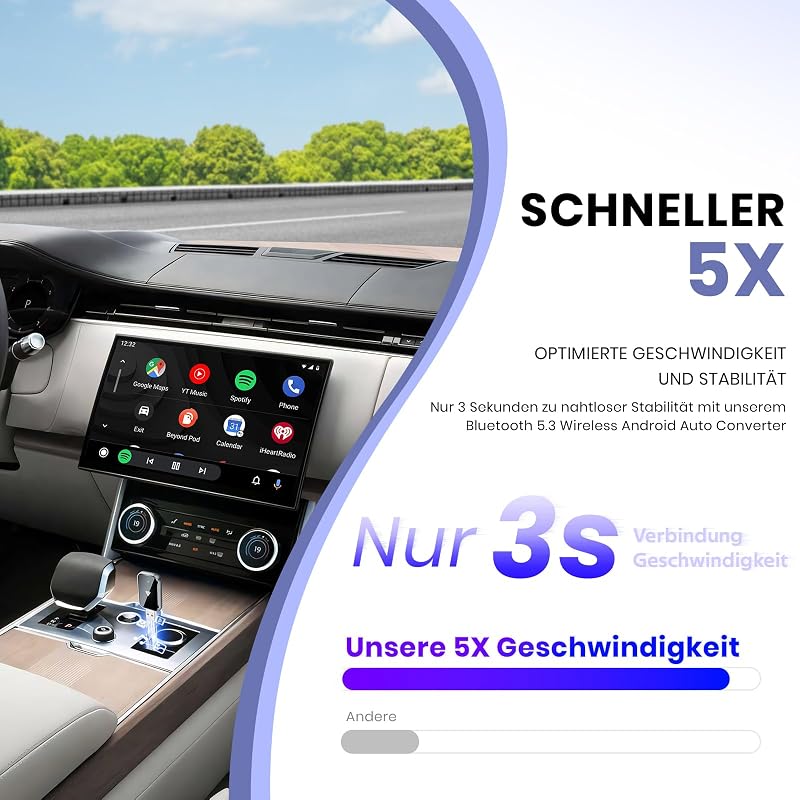 AIZEO Android Autó Vezeték Nélküli Adapter - Vezetékes Android Auto Átalakító Gyors Bluetooth Kapcsolattal, Kompakt Méretű Autós Kiegészítő