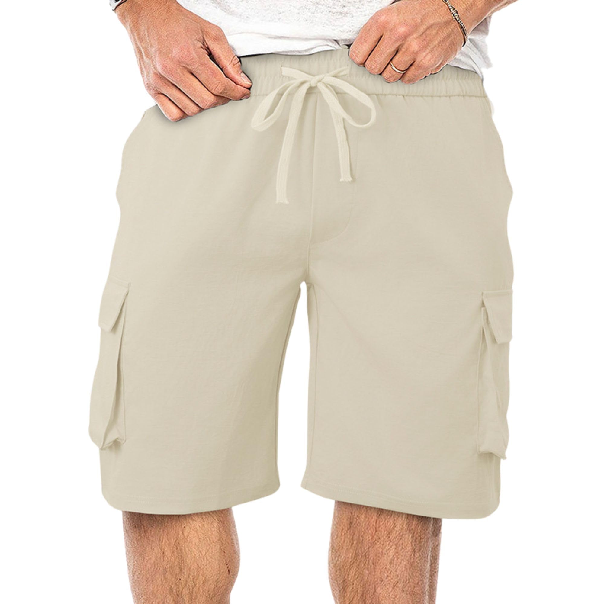 Mens Running Shorts Summer Casual Lightweight Loose Solid Color Workout Gym Sports Bermuda Shorts Training