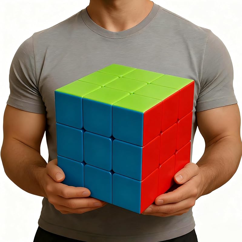 Cubo mágico gigante de 3x3, 18 cm, cubo de rompecabezas extra grande sin pegatinas para todas las edades