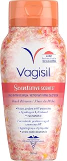 Vagisil Feminine Wash for Intimate Area Hygiene, Scentsitive Scents, pH Balanced and Gynecologist Tested, Peach Blossom, 240 mL
