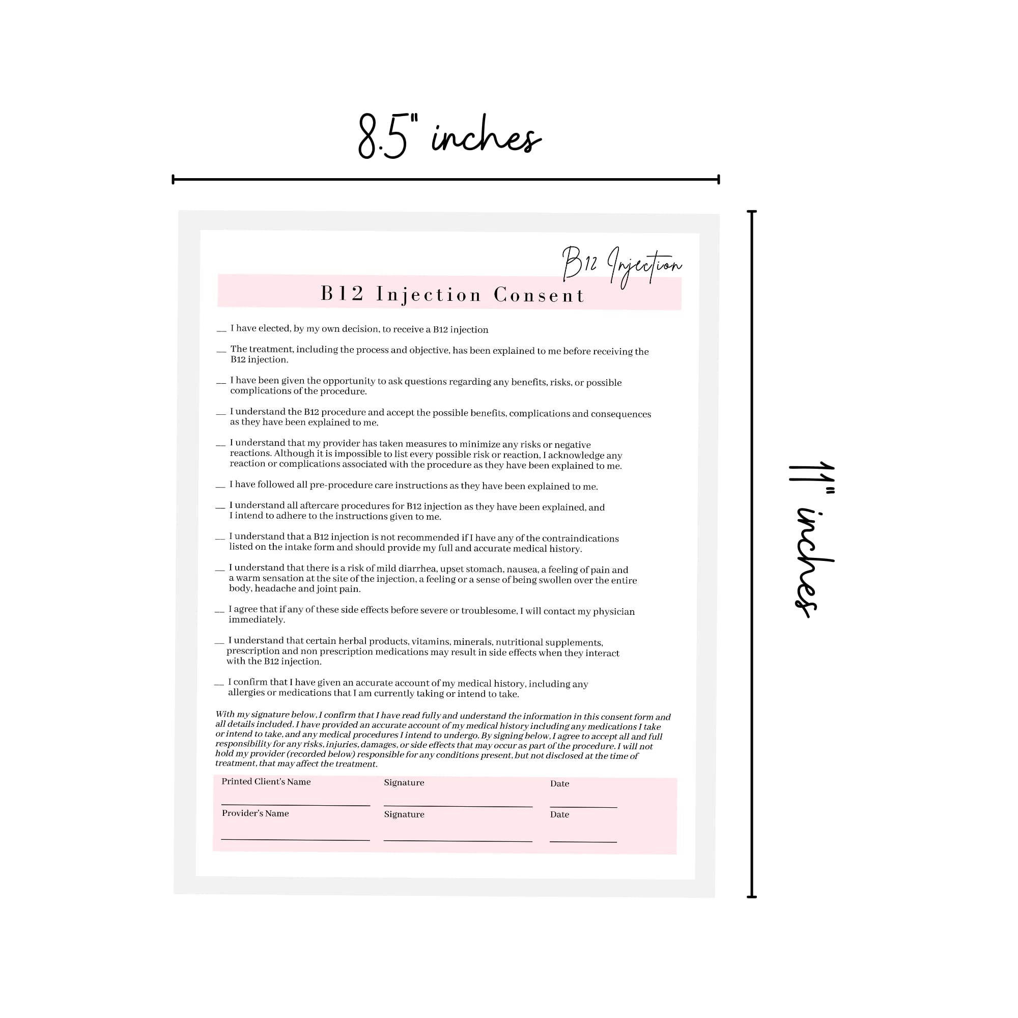 b12 injection consent form B12 Consent Forms main image 0