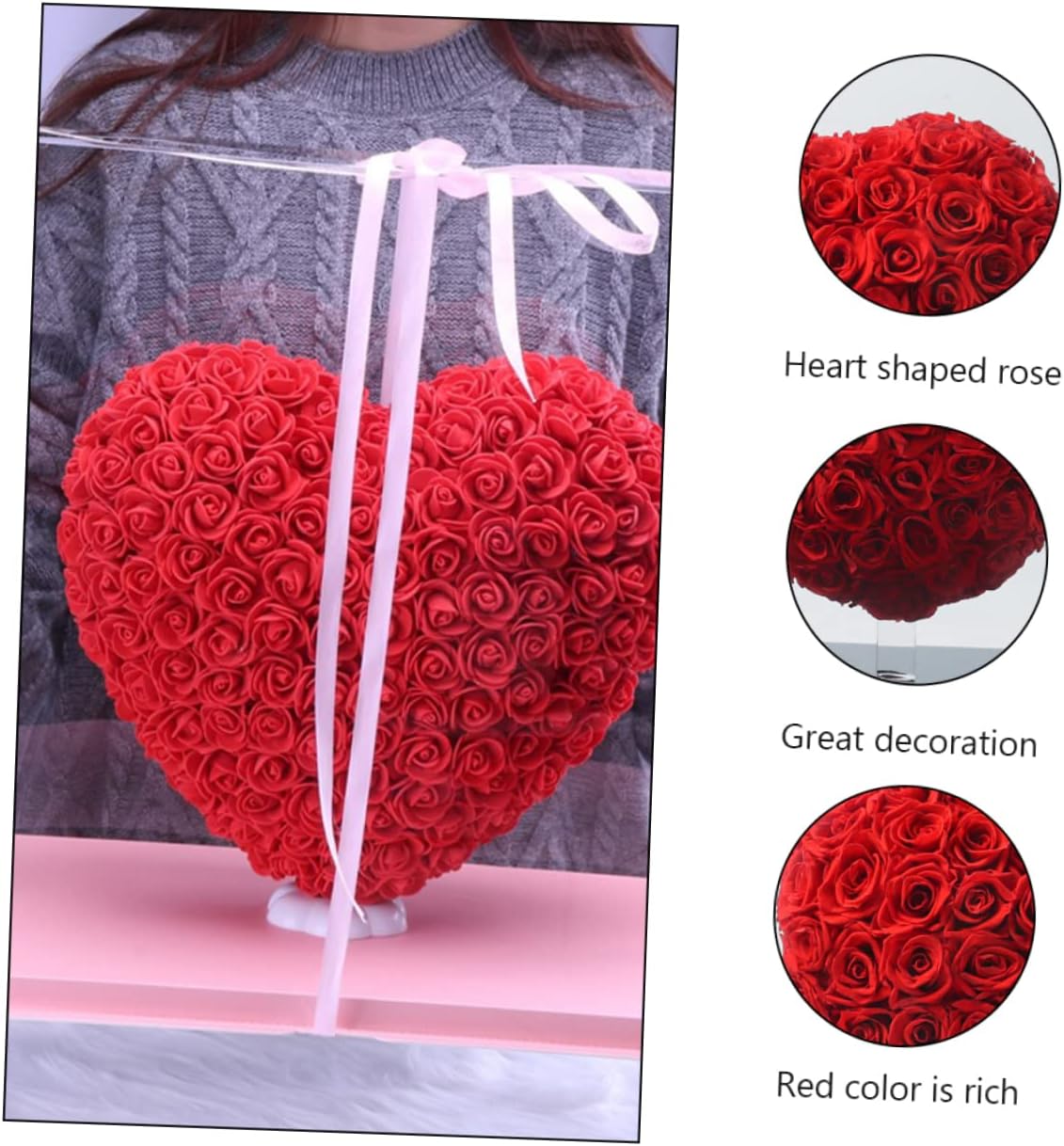 Heart Shaped Rose Gift Box Preserved Flower Box for Valentine's Day Romantic Adornment for Lovers and Friends Lasting Floral Decoration for Home and Parties