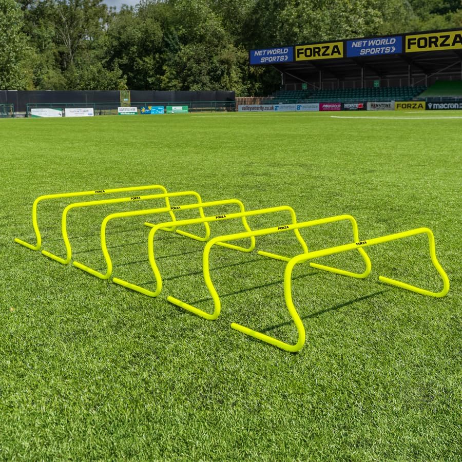 FORZA Wide Speed Training Hurdles – Set of 6 High‑Visibility, Shatterproof Plastic Hurdles, 34 in Wide, Available in 6 in, 9 in & 12 in Heights – Ideal for Schools, Coaches & Clubs