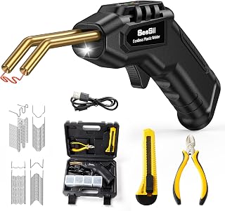 Cordless Plastic Welder Gun, Upgraded Seesii 40W Plastic Welding Kit with 4.0Ah Rechargeable Battery, 4 Types Wave Staples, LED Indicator & USB Cable Plastic Welder for Car Bumper Plastic Crack Repair