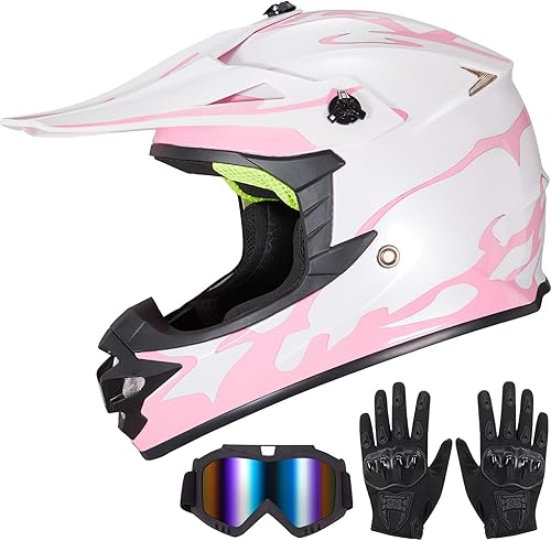 Casco de Bicicleta de Tierra para Jóvenes Niños para Niños y Niñas, F001 Casco de Motocicleta de Cara Completa para Todoterreno ATV Conducción en