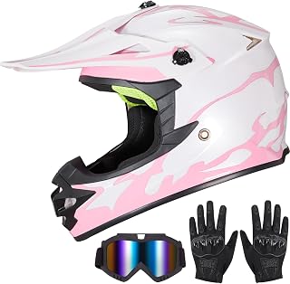 Youth Kids Dirt Bike Helmet for Boys & Girls,F001 Full Face Motorcycle Helmet for Off-Road ATV Street Riding Four Wheeler Mountain Bike with Goggles Gloves,DOT Approved
