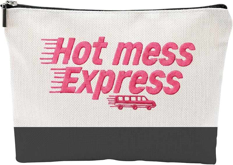 Necessaire de maquiagem ZUYUROU Hot Mess Express, estilo retangular, com zíper, BG29, pacote com 2