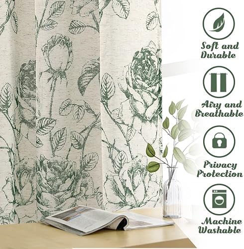 Miniatura 8 de H.VERSAILTEX Cortinas de lino natural mezclado con paneles de cortina para sala de estarcortinas transparentes de lino reductoras de luz de 63