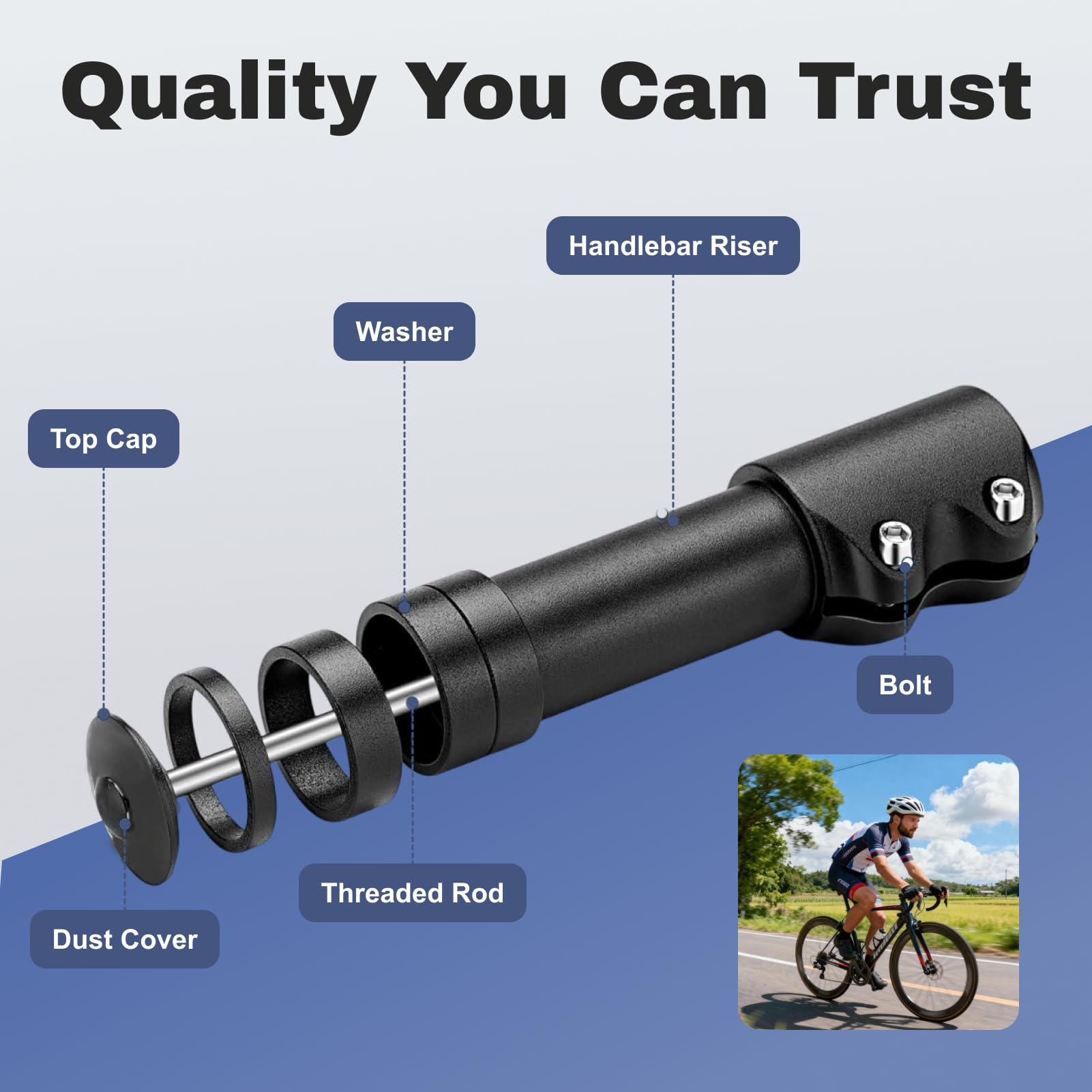 Rehausse Potence VTT pour rehausse Guidon VTT 28,6 Alliage d Aluminium,rehausse Guidon Velo Réglable avec Rallonge de Tige pour Vélo de Route VTT BMX,rehausseur Guidon VTT for Pivot 28,6 mm - 4