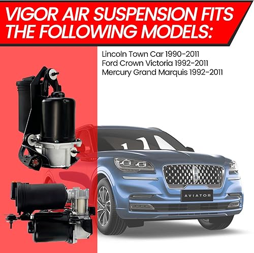 Miniatura 6 de Vigor Bomba de compresor de suspensión neumática P2234 compatible con Ford Crown Victoria Mercury Grand Marquis Lincoln Town Car 1990-2011, número