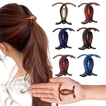 ACCESSHER Black Color Acrylic Material Triangle Medium Size Hair Clip For Women And Girls Pack Of 6 Multi. Elevate Your Style With The Convenience Of A Pack Of 6.