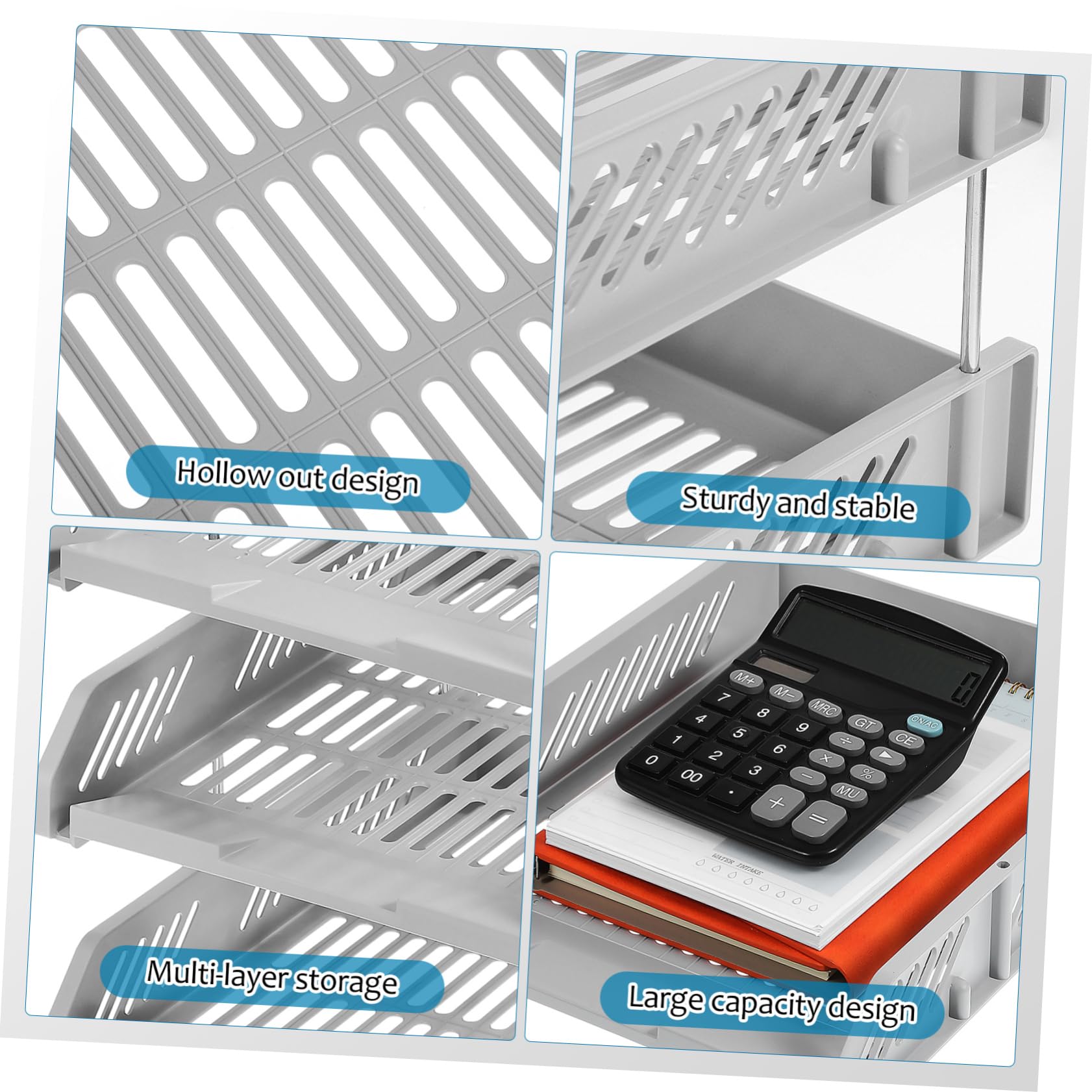 Angoily Multi Tier Document Letter Tray Organizer Space Saving Desktop File Holder Sturdy Construction Easy Assembly for Office Home Use Ventilated Organizer