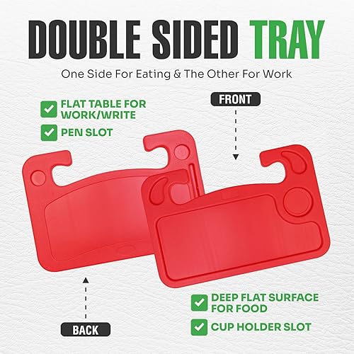 Miniatura 48 de lebogner Bandeja para volante, bandeja de automóvil para comer, escritorio con gancho para alimentos, laptop y accesorios de automóvil, artículos