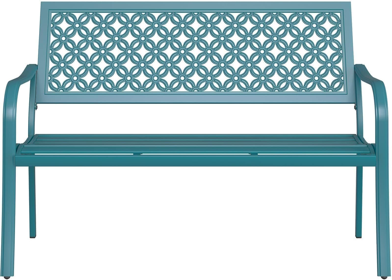 Grand patio 50" Outdoor Bench, Garden Benches with Anti-Rust Metal Powder Coated Frame, Patio Bench for Front Porch Park Outside Furniture Decor, Lake Shore