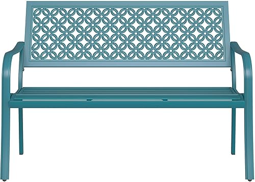 Grand patio Banco de jardín, bancos al aire libre con marco de metal de acero antioxidante, asiento de patio para porche delantero, parque,