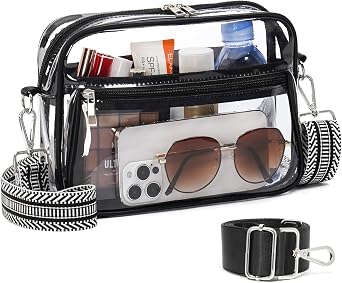 Clear Bag for Stadium Events with 2 Long Straps, See Through Purse for Women Crossbody Bag Concert Stadium Approved