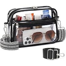 Clear Bag for Stadium Events with 2 Long Straps, See Through Purse for Women Crossbody Bag Concert Stadium Approved