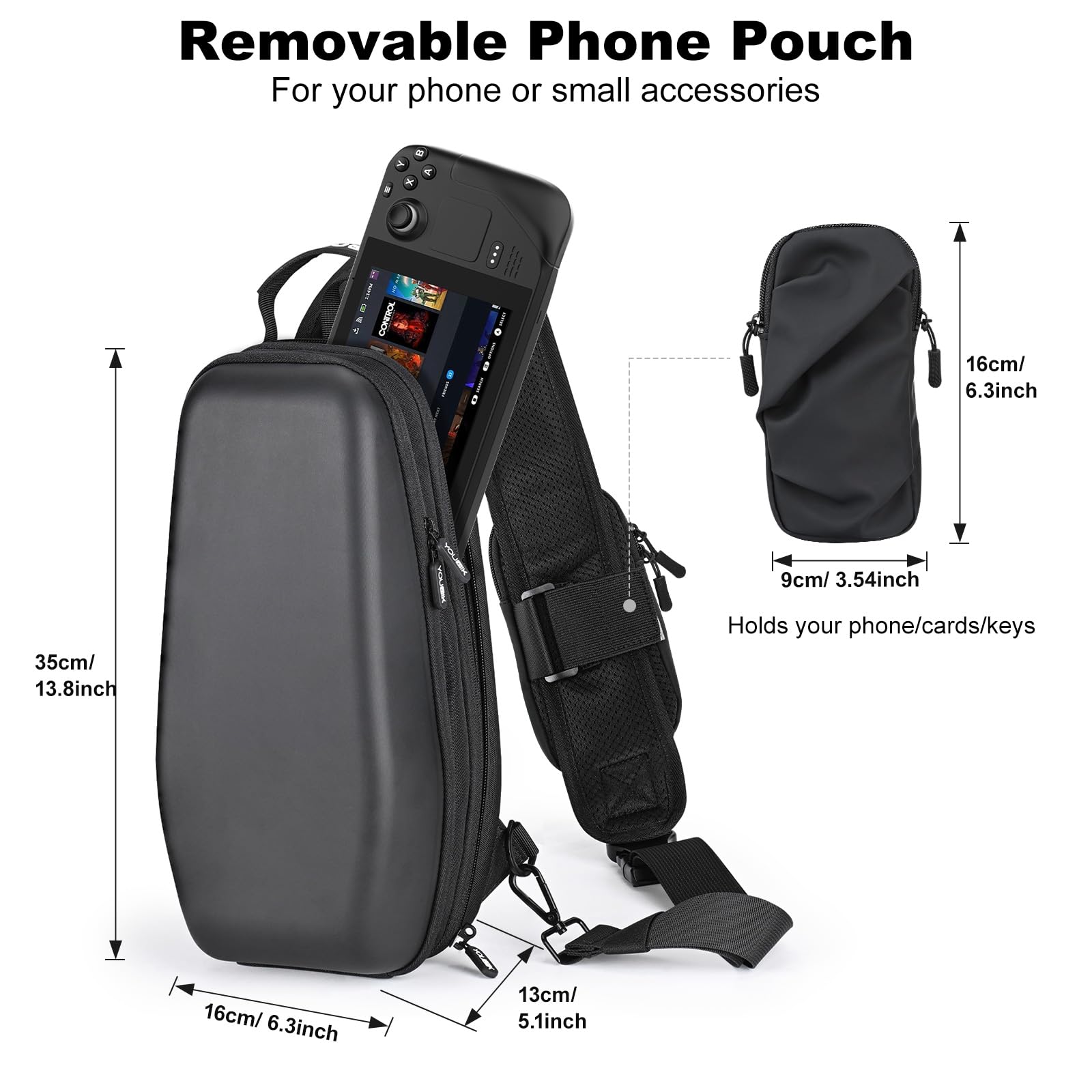 Younik Bolsa de Transporte para la Steam Deck Consola y Accesorios, Mochila Protectora con Carcasa rígida de Viaje para Steam Deck y Switch