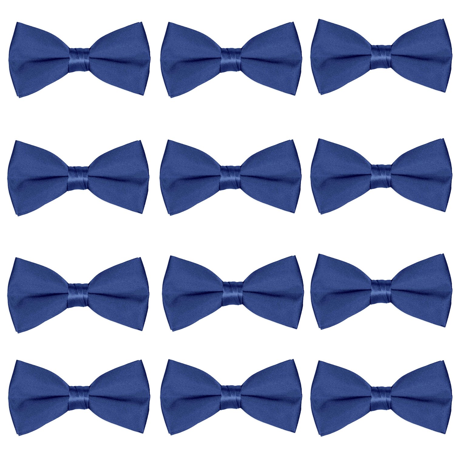 Boys Bow Tie Wholesale 12 Pack Children Chorus Pre-Tied Bowties Kids Tuxedo Solid Ties (Navy)