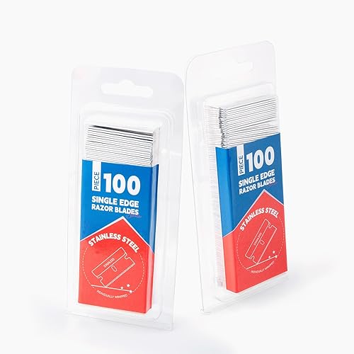 Miniatura 7 de FOSHIO 200 cuchillas de afeitar de un solo filo, cuchillas de afeitar de acero inoxidable envueltas individualmente para herramientas de raspador,