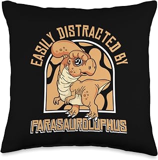 Plush Parasaurolophus Dinosaur Toy Costume Gifts Easily Distracted Lover Parasaurolophus Throw Pillow, 16x16, Multicolor
