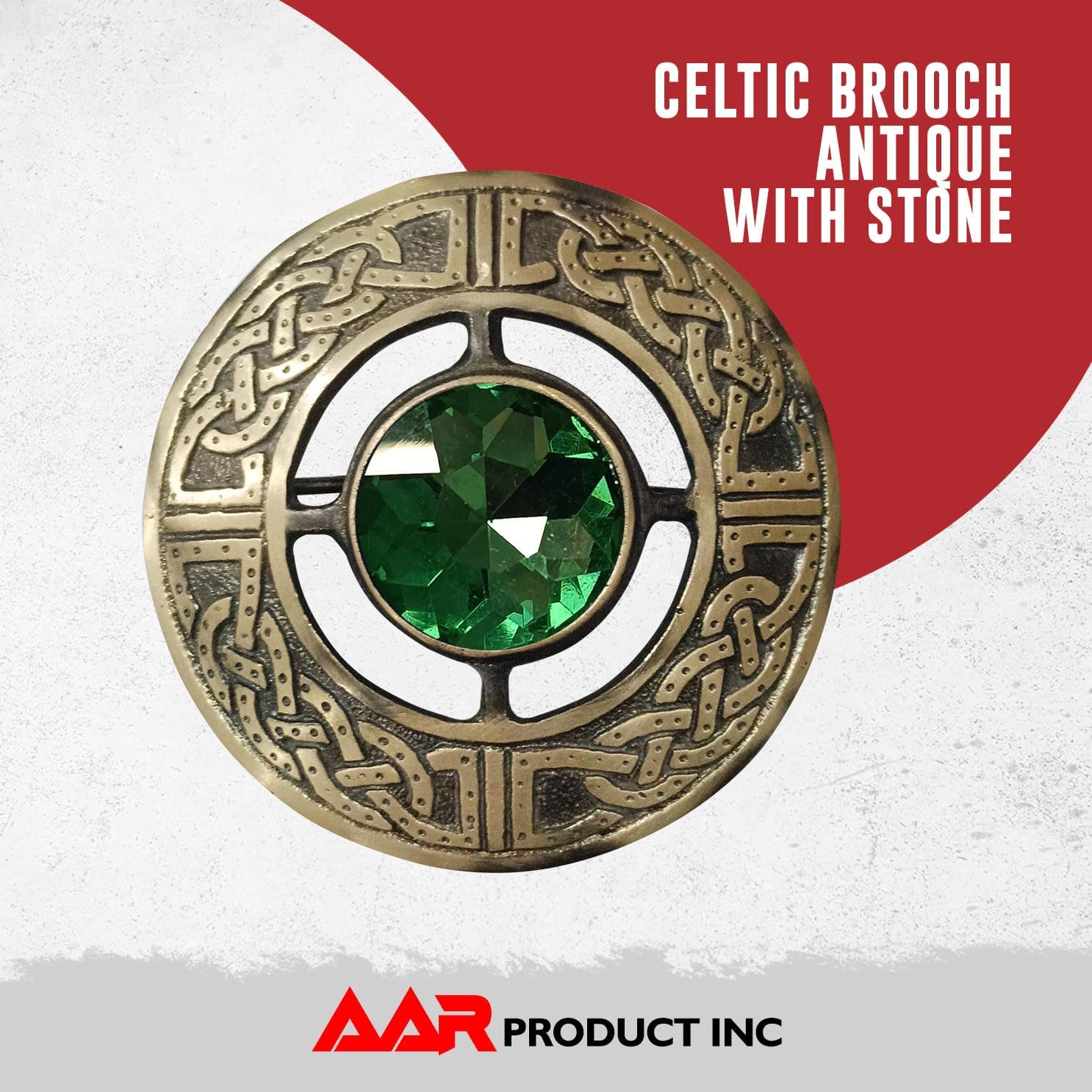 AAR Men's Kilt Brooch Pin Stones Scottish Fly Plaid Celtic Antique Plated Norse Vintage Jewelry - Image 2