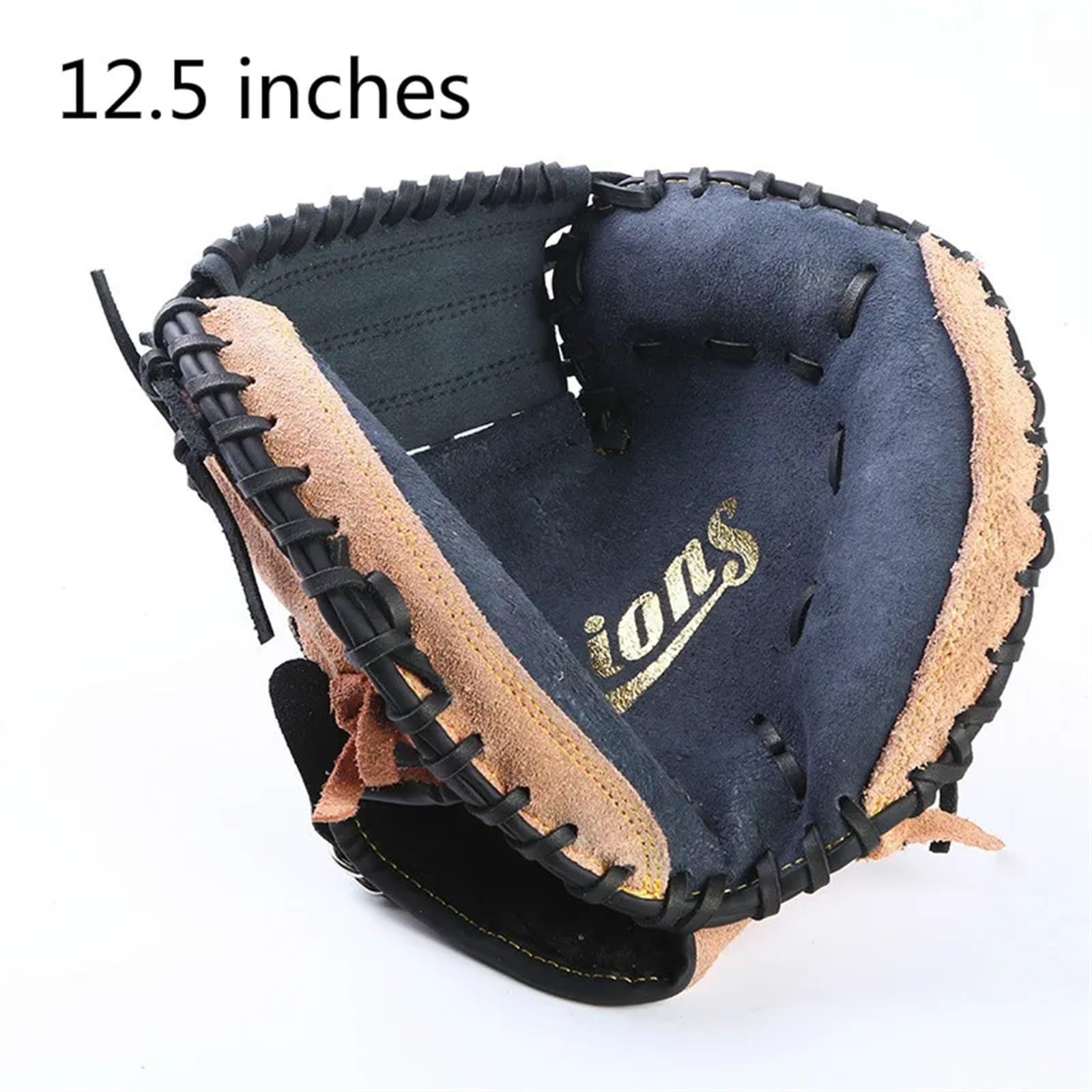 Guante de béisbol Deportes al Aire Libre Brown Black Cuero Béisbol Catcher Guante Softbol Práctica Equipo Tamaño 12.5 Mano Izquierda for Entrenamiento Adulto