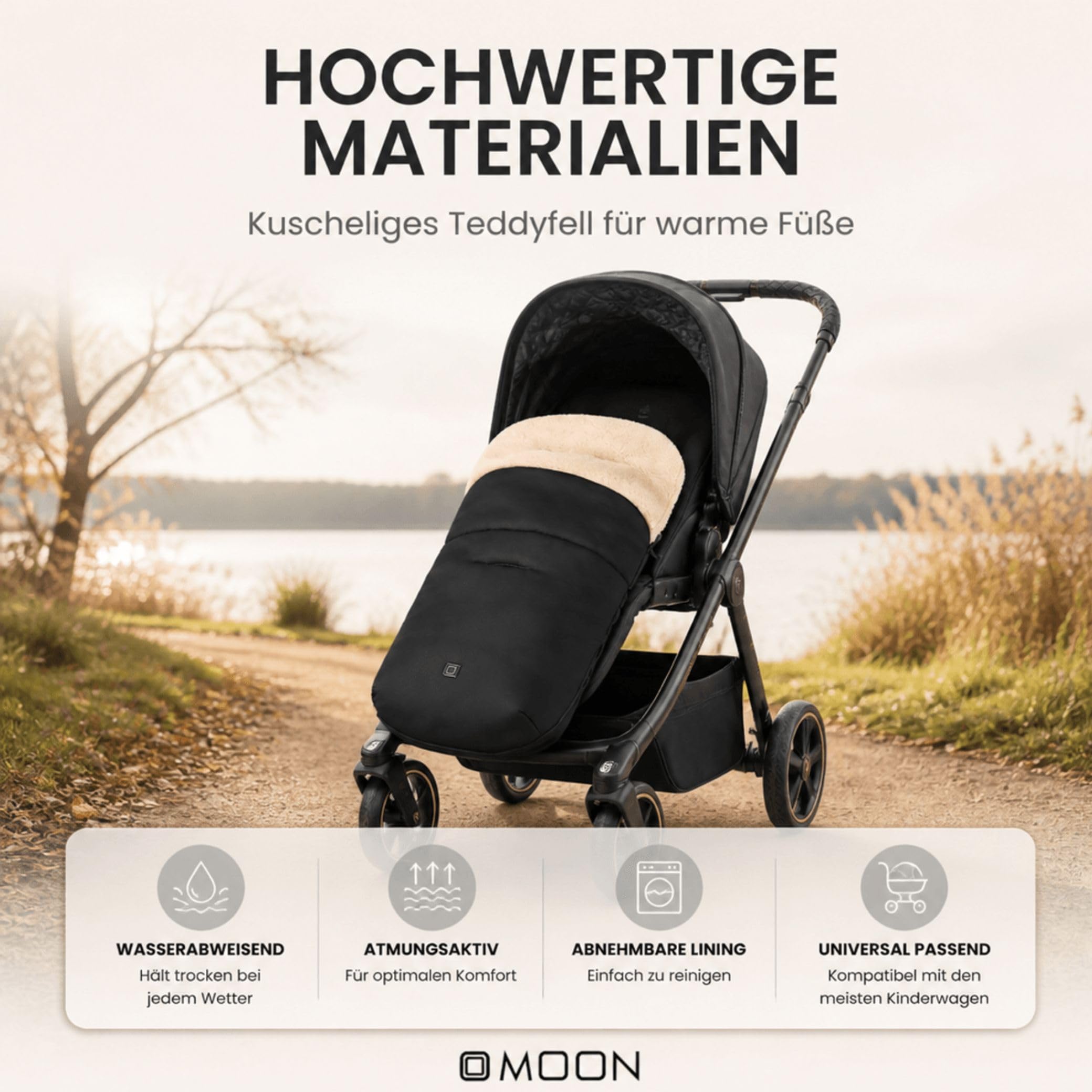Moon Premium Baby Fußsack 96x40 cm & Windel Blaubaer | Warmer Winterfusssack herausnehmbares Teddy Fell, waschbar | Universal Kinderfusssack Für Kinderwagen Buggy | Ideale Wärmeisolierung ab Geburt