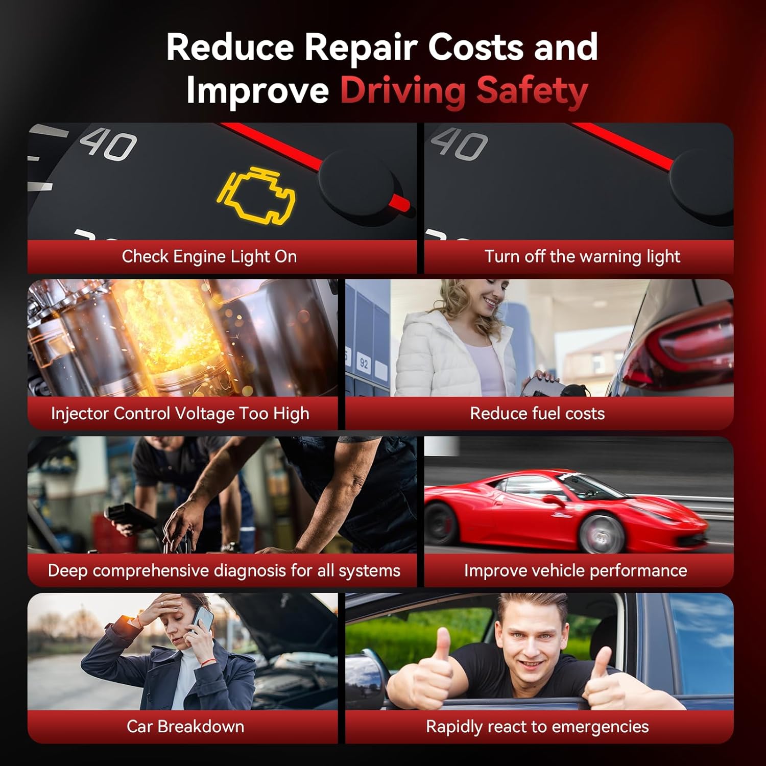 iCarsoft CR Pro Enhanced Version OBD2 Scanner Diagnostic Tool, 15 Special Service All System Car Scan Tool Battery Test Live Data Graph Fault Code Reader