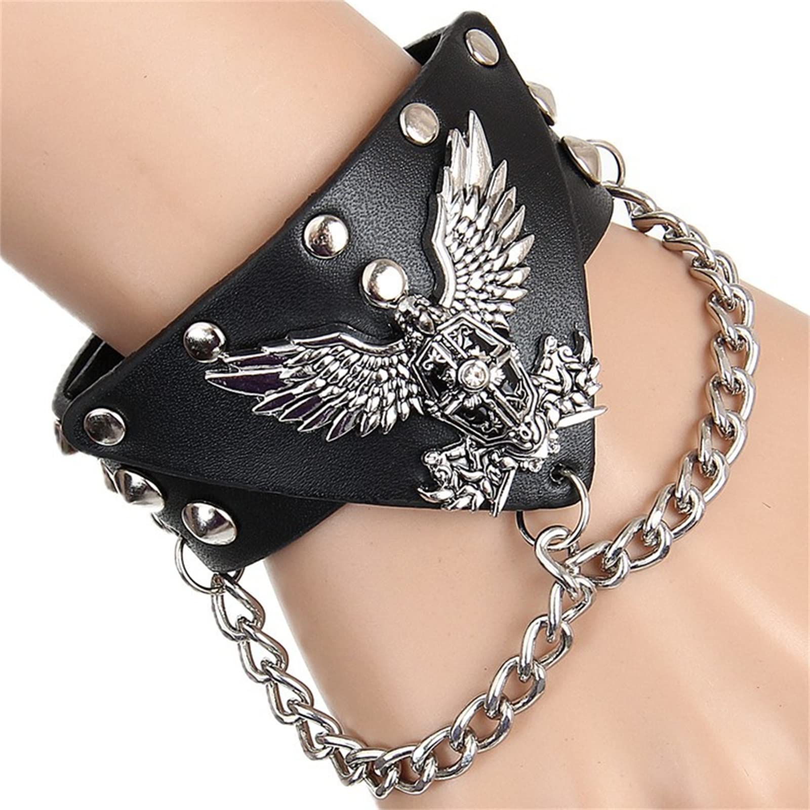 Amazon.co.jp: パンク革腕輪 レザーブレスレット非主流スタイル