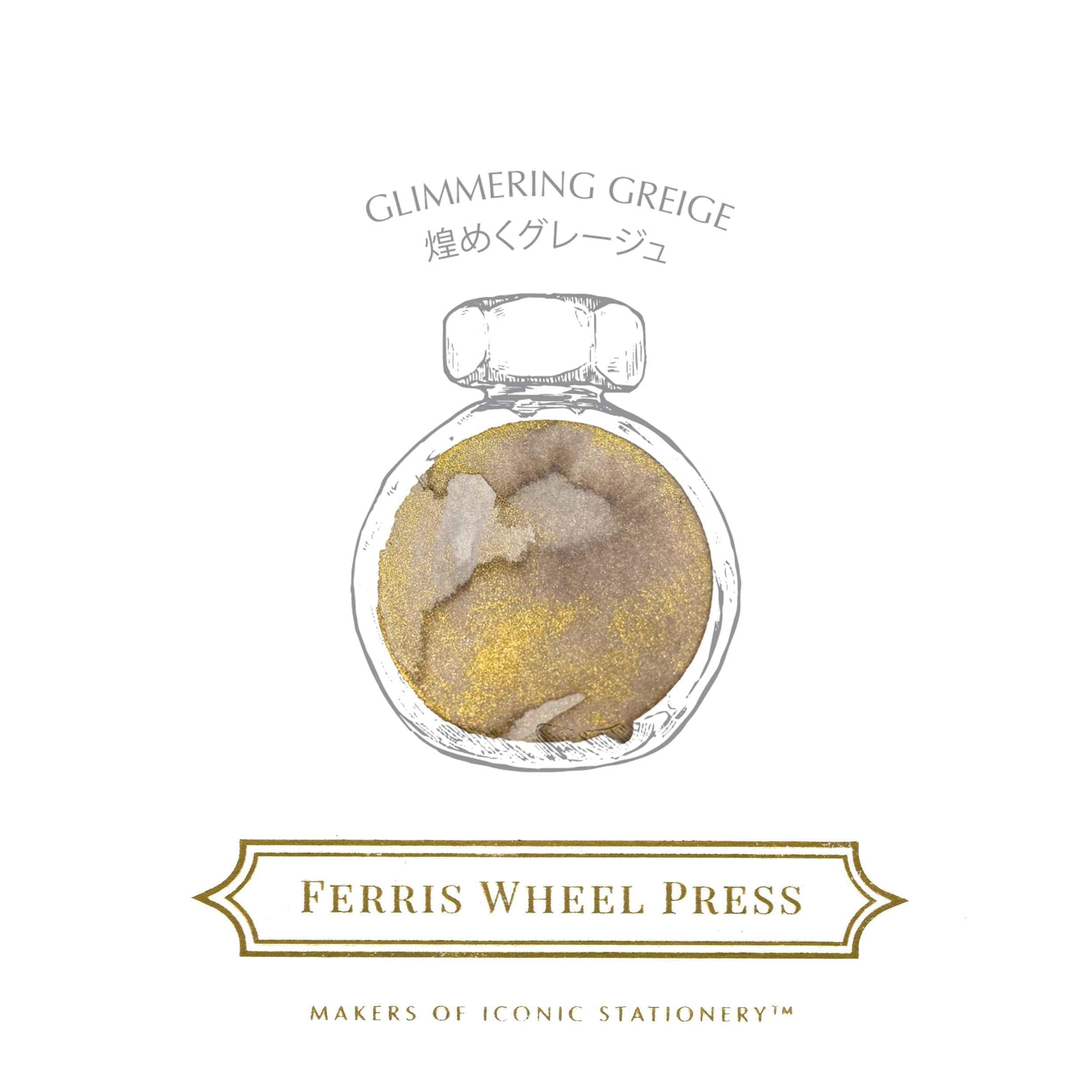 Ferris Wheel Press Fountain Pen Ink | Everyday Ink Collection | Grigio caldo con oro shimmer | 38 ml