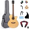 AKLOT Acoustic Guitar for Beginners Full Size 44 Folk Guitars Cutaway Acoustique Guitare Starter Kit Solid Guitar WHard Case
