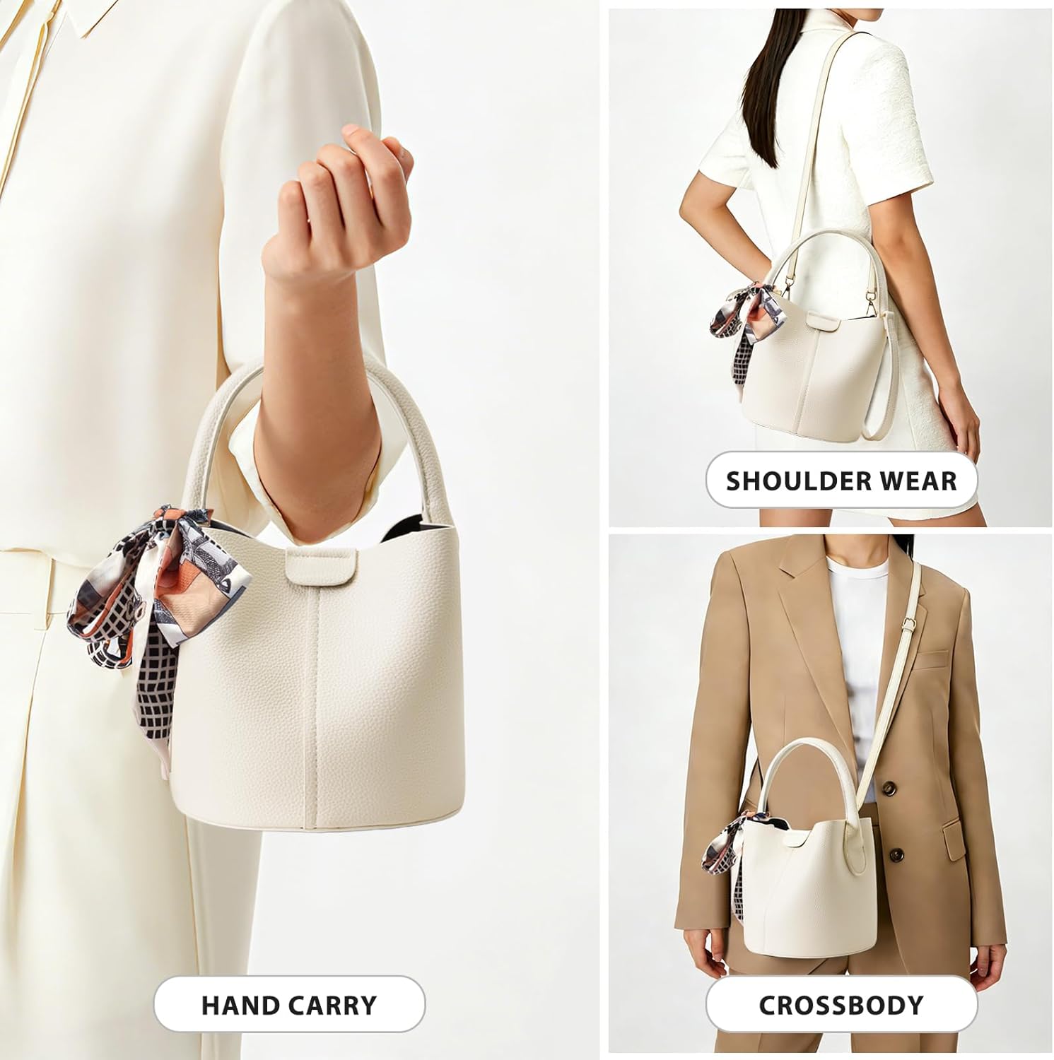 Bucket Bags for Women,Mini Crossbody Bag with Removable Shoulder Straps,Vegan Leather Handbags,Cartera de Mujer