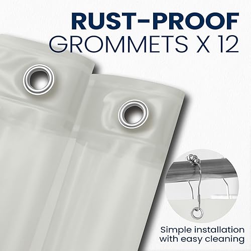 Miniatura 2 de downluxe Forro de cortina de ducha impermeable esmerilado, forro de ducha de plástico ligero PEVA con 3 imanes, cortinas de ducha para baño, 72 x 72