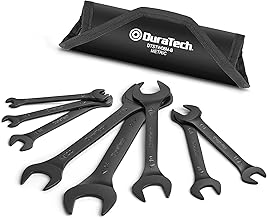 DURATECH Clés plates à double extrémité ouverte ultra-fine, 8 pièces, métrique, 5,5 mm-27 mm, revêtement électrophorétique noir, avec pochette de transport