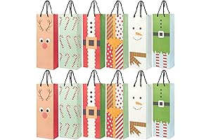 BLUE PANDA 24-Pack Kraft Christmas Wine Gift Bags