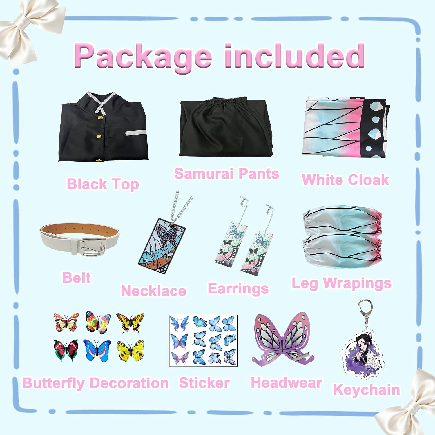 Kids Girls Cosplay Kimono Costume Japanese Suit Halloween Anime Outfit Butterfly Kimono Robe Set image 5
