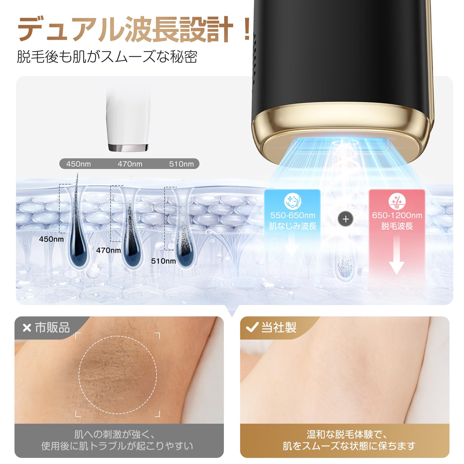 脱毛器 HIPL 光美容器 26J 自動連続照射 【エステティシャン監修 特許取得済みサファイア冷却技術 ダブルアイス感 5℃ 】 家庭用光脱毛器 髭/脇/VIO/脚/腕対応 男性剛毛にも対応 全身ケア 週 3 回で効果実感 レディース & メンズ 男女兼用 日本語取扱説明書付き PSE 安全認証済み 高級付属品付き 誕生日プレゼント ギフト BLACK - 5