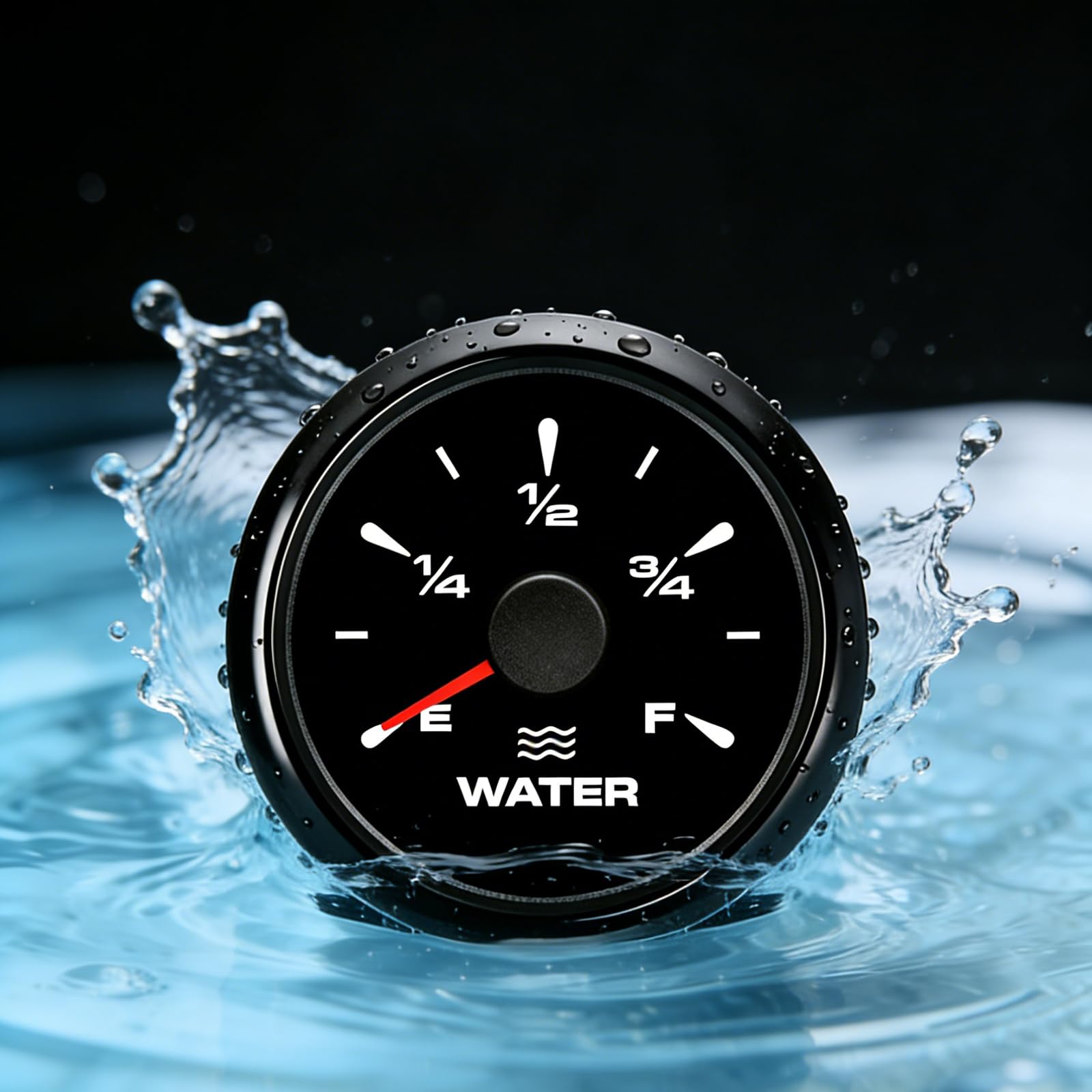 Geloo Jauge de Niveau d'eau 52 mm, Indicateur de Niveau d'eau Étanche 0-190 ohm ou 240-33 ohm Réglable avec Rétroéclairage 7 couleurs pour voiture, Moto, Yacht, Bateau
