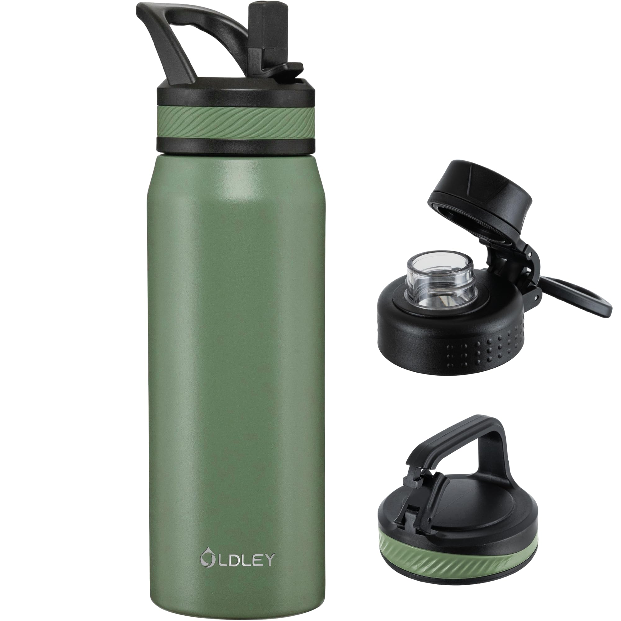 Photo 1 of **DIFFERENT COLOR** OLDLEY 64 oz Insulated Water Bottle With Straw, Stainless Steel Sports Water Cup Flask with 3 Lids(Straw, Spout and Handle Lid) Double Walled Travel Thermal Canteen Mug,Dark Rainbow