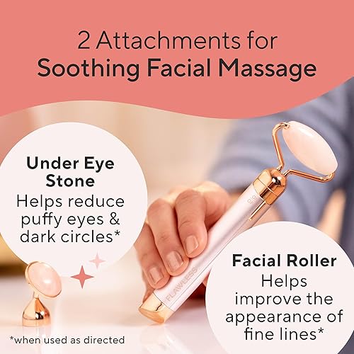 Miniatura 9 de Finishing Touch Rodillo y masajeador facial vibratorio de contorno impecable, cuarzo rosa